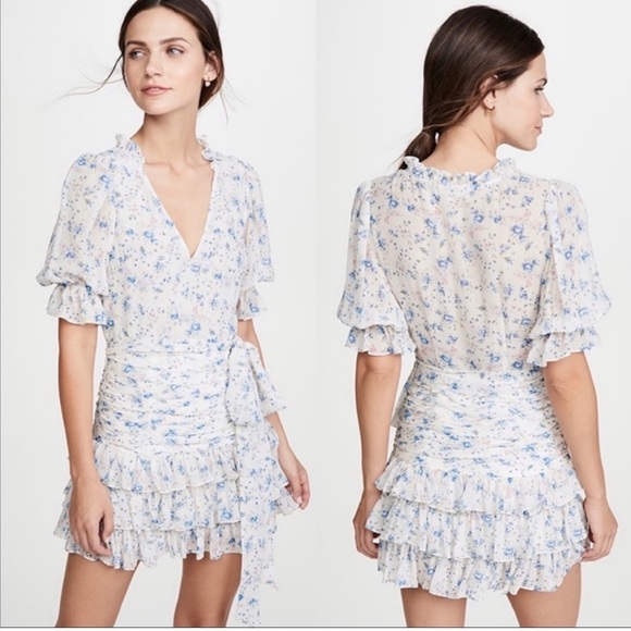 LoveShackFancy Dresses & Skirts - LoveShackFancy Hannah Ruffled Tiered Floral Silk
Pearl River Dress Size 6